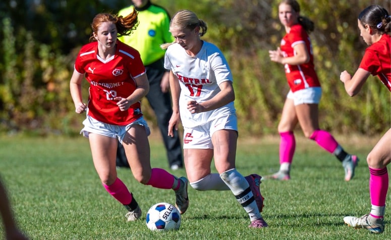 Sarah Tressler (middle) headlines a strong returning cast at Central Catholic. (Patrick Donnelly/NESJ)