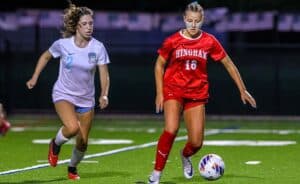 Hannah Lasch (right) and Patriot League power Hingham have been a force in Division 2. (Brian Kelly/NESJ)