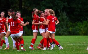 Masconomet celebrates in its win over Winchester on Thursday. (Patrick Donnelly/NESJ)