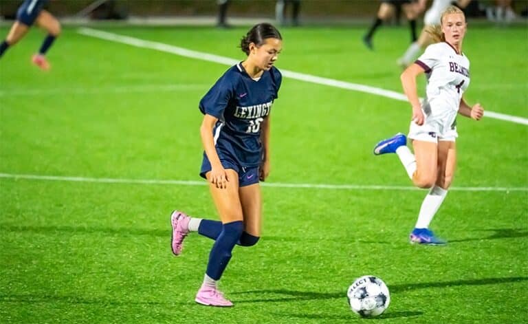 Ava Myers' two goals powered Lexington's comeback against Belmont. (Patrick Donnelly/NESJ)