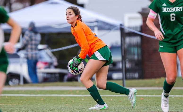 Grey Metzler's shutout helped push Duxbury back into the top five this week. (Brian Kelly/NESJ)